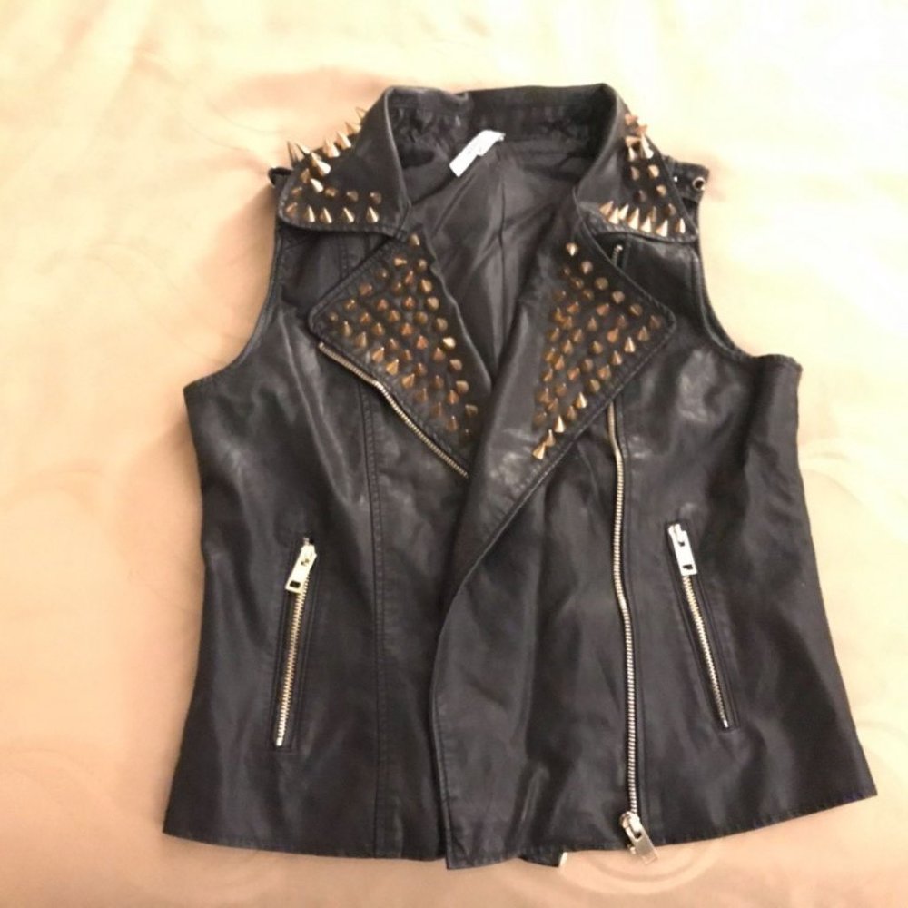 Leather Vest With Copper Studs